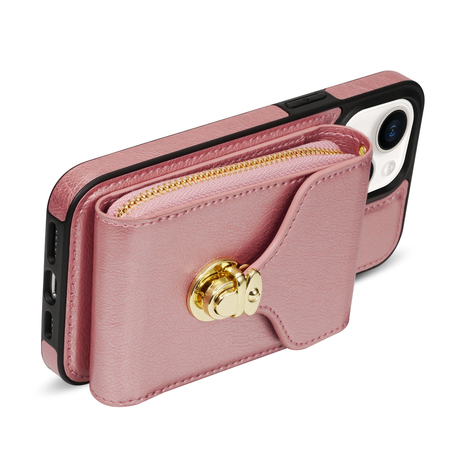 For iPhone 13 6.1 inch PU Leather Coated TPU Card Slot Case Kickstand Zipper Phone Cover with Long Lanyard For iPhone 13 6.1 inch PU Leather Coated TPU Card Slot Case Kickstand Zipper Phone Cover with Long Lanyard